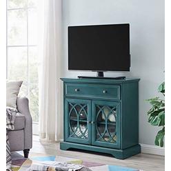 EZ-Style Electric 32 Media Antique Blue Segmented TV Stand Fireplace
