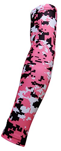 SportsFarm New! Moisture Wicking Compression Arm Sleeve (Pink Digital Camo, Small)