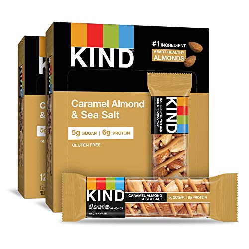 KIND Bars, Caramel Almond and Sea Salt, Gluten Free, 1.4 Ounce Bars, 24 Count