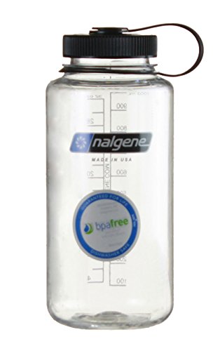 Nalgene Tritan Wide Mouth BPA-Free Water Bottle, 1-Quart (Clear w/Black Cap, 32-Ounces)