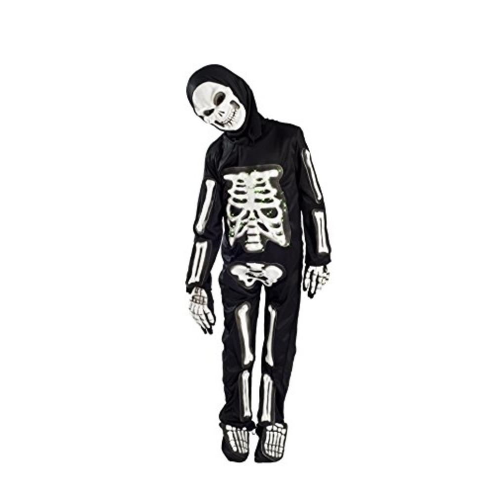 MONIKA FASHION WORLD Skeleton Costume for Boys Kids Light up chest Halloween Size Medium Large (5-7) L (7-9) (M (5-7))