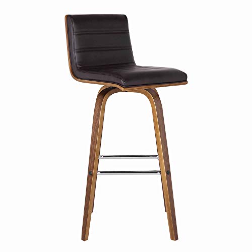 Benjara Saltoro Sherpi 26 Inch Faux Leather Counter Height Barstool with Wooden Support, Brown- Saltoro Sherpi