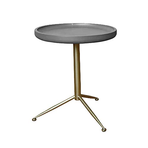 Benjara Round Wooden Side Table with Tripod Base, Small, Gold and Gray