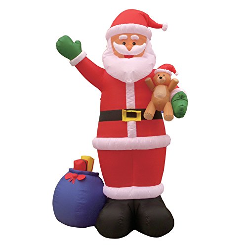 BZB Goods 12 Foot Tall Huge Christmas Inflatable Santa Claus with Gift Bag and Bear Lights Outdoor Indoor Holiday Decorations Bl