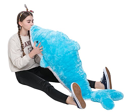 MorisMos Giant Dolphin Stuffed Animal Plush Toy Gift (Blue, 55 inches)