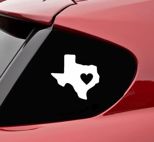 CMI197 Texas state with heart vinyl decal bumper sticker
