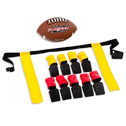 Franklin Sports Flag Football Flags and Ball Set - Flag Football Belts and Football for Kids - Full Youth Flag Football Set - In