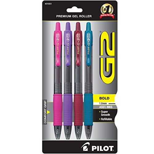 Pilot Automotive PILOT G2 Premium Refillable & Retractable Rolling Ball Gel Pens, Bold Point, Assorted Color Inks, 4-Pack (31651)