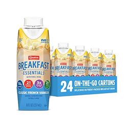 Carnation Breakfast Essentials Ready-to-Drink, Classic French Vanilla flavor, 8 FL OZ Carton (Pack of 24) (Packaging May Vary)
