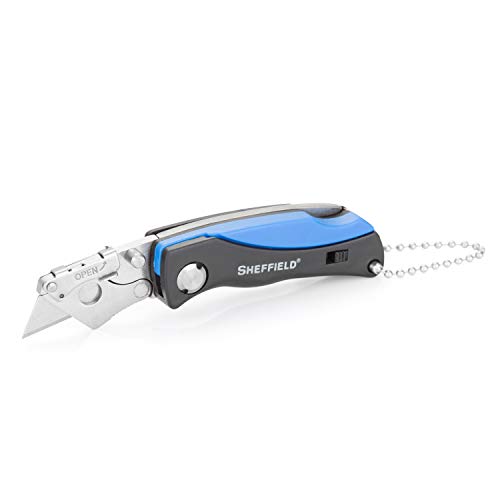 Sheffield 12125 Mini Quick Change Folding Utility Knife, Comes with 6 Mini Blades, Outdoor Knife, Key Chain Utility Knife, Light