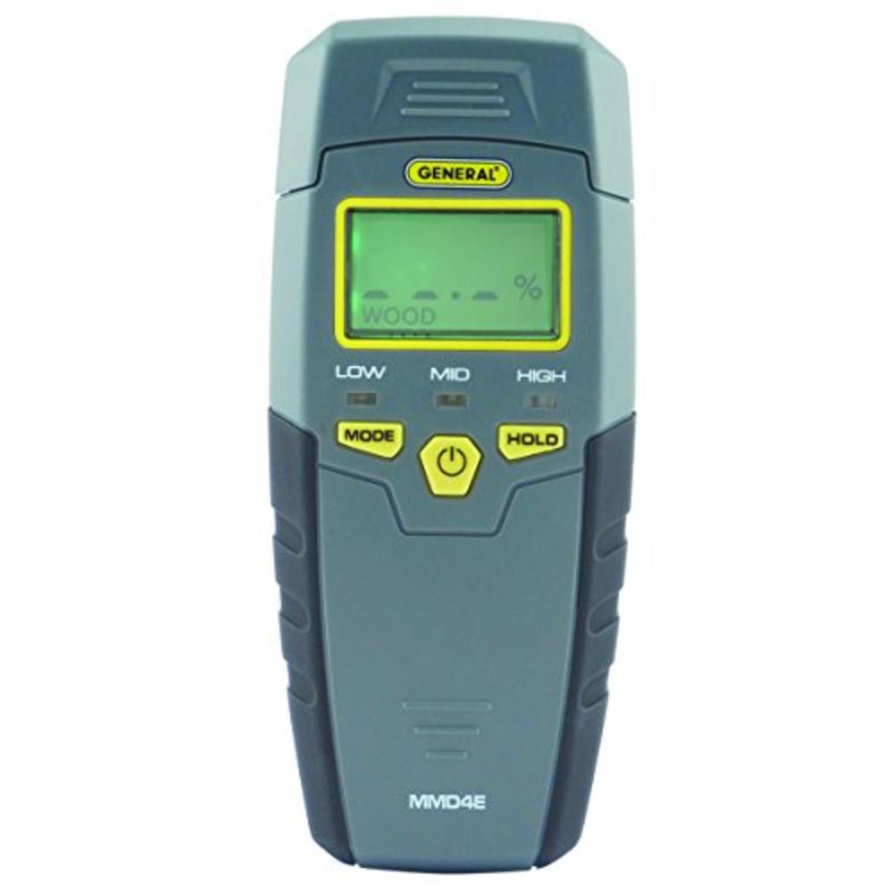 General Tools MMD4E Digital Moisture Meter, Water Leak Detector, Moisture Tester, Pin Type, Backlit LCD Display With Audible and