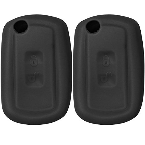 Keyless2Go Replacement for 2 New Silicone Cover Protective Case for Select Flip Remote Key Fobs YWX000071 - Black