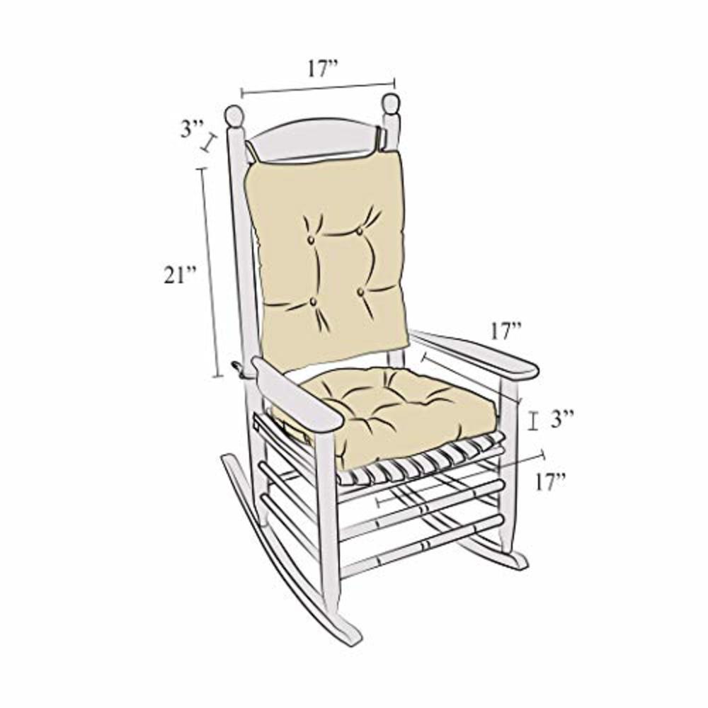 Klear Vu Twillo Overstuffed Rocking Chair Cushion Set, Seat 17" x 17" and Seatback 21" x 17", 2 Piece, Marine