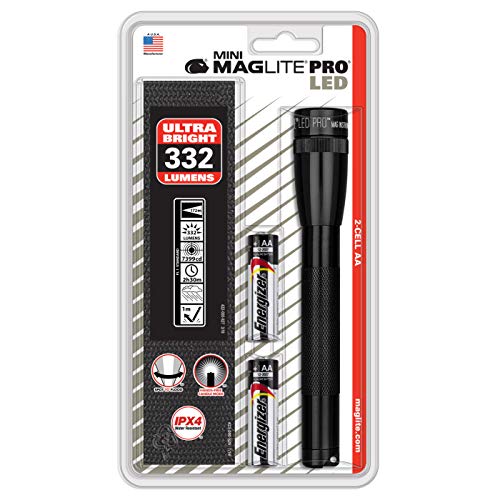 Mag Lite Maglite Mini PRO LED 2-Cell AA Flashlight with Holster Black - SP2P01H