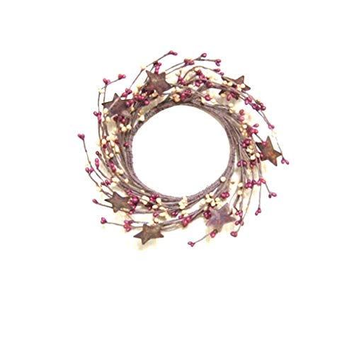 BCD Burgundy & Old Gold Pip Berry Ring Wreath Rusty Stars Country Primitive Floral Décor