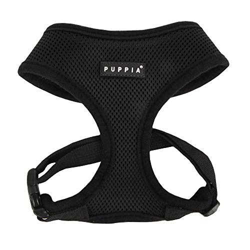 Puppia Soft Dog Harness No Choke Over-The-Head Triple Layered Breathable Mesh Adjustable Chest Belt and Quick-Release Buckle, Bl