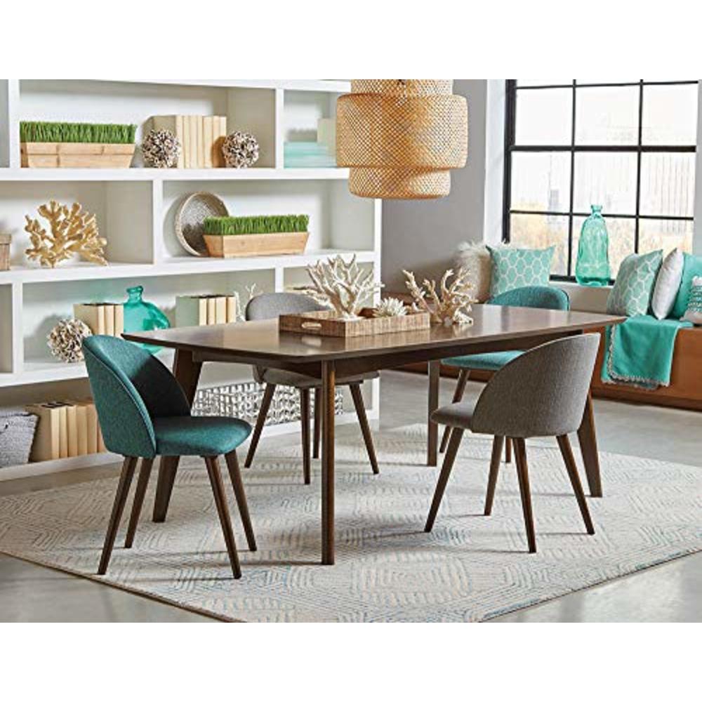 Benjara Wooden Dining Chairs with Fabric Upholstered Seat and Back, Set of Two, Green and Brown,