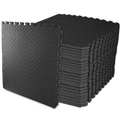 BalanceFrom Puzzle Exercise Mat with EVA Foam Interlocking Tiles (Black), 3/4" Thick, 96 Square Feet (24 Pieces Tiles)