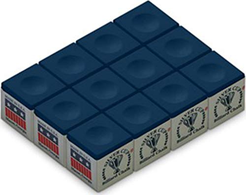 Silver Cup Billiard/Pool Cue Chalk Box, Blue, 12 Cubes