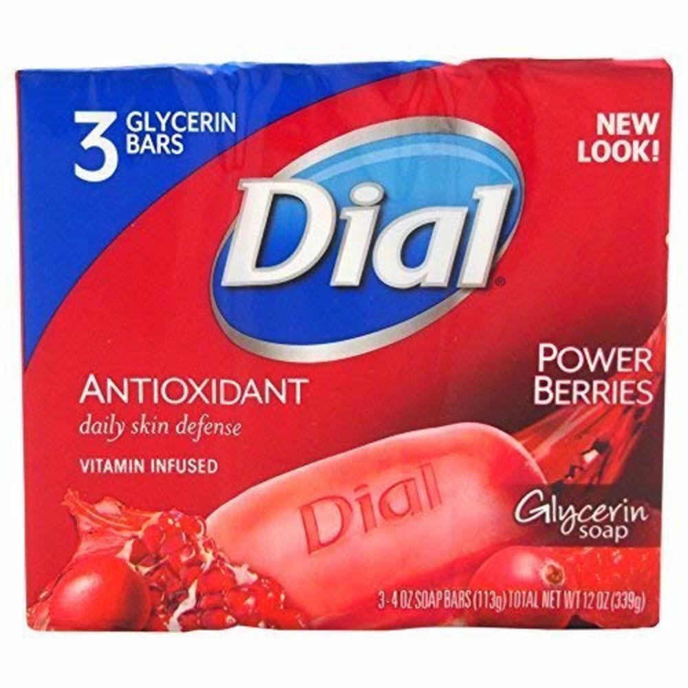 Dial Glycerin Soap Bars with Power Berries, Raspberry, Pomegranate, Cranberry, 12 Oz