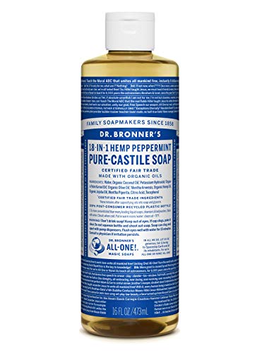 Dr. Bronners Magic Soaps 18-in-1 Hemp Pure Castile Soaps Peppermint 16 fl. oz.
