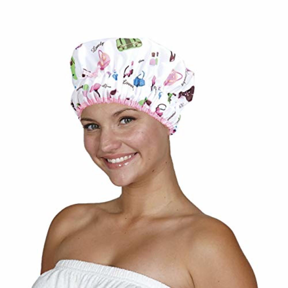 Betty Dain Reusable Shower Cap & Bath Cap, Lined, Oversized Waterproof Shower Caps Large Designed for All Hair Lengths with PEVA Lining & E