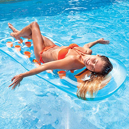Intex 18-Pocket Suntanner Inflatable Lounge, 74" X 28", 1 Pack (Colors May Vary)
