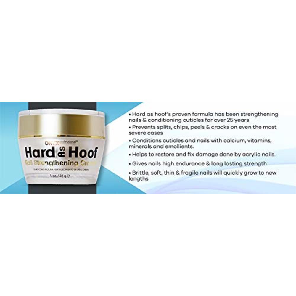 Onyx Professional Hard As Hoof Nail Strengthening Cream with Coconut Scent Nail Strengthener, Nail Growth & Conditioning Cuticle Cream Stops Split