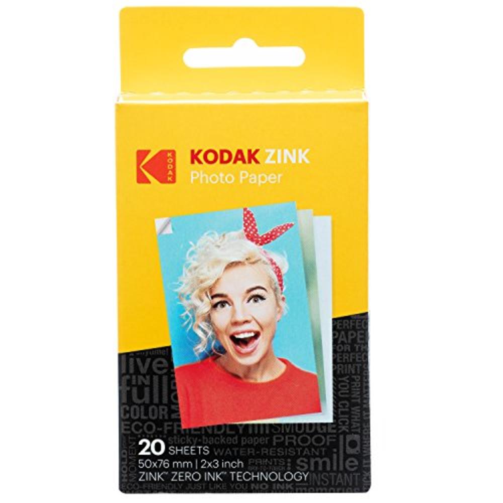 Zink Kodak 2"x3" Premium Zink Photo Paper (20 Sheets) Compatible with Kodak Smile, Kodak Step, PRINTOMATIC