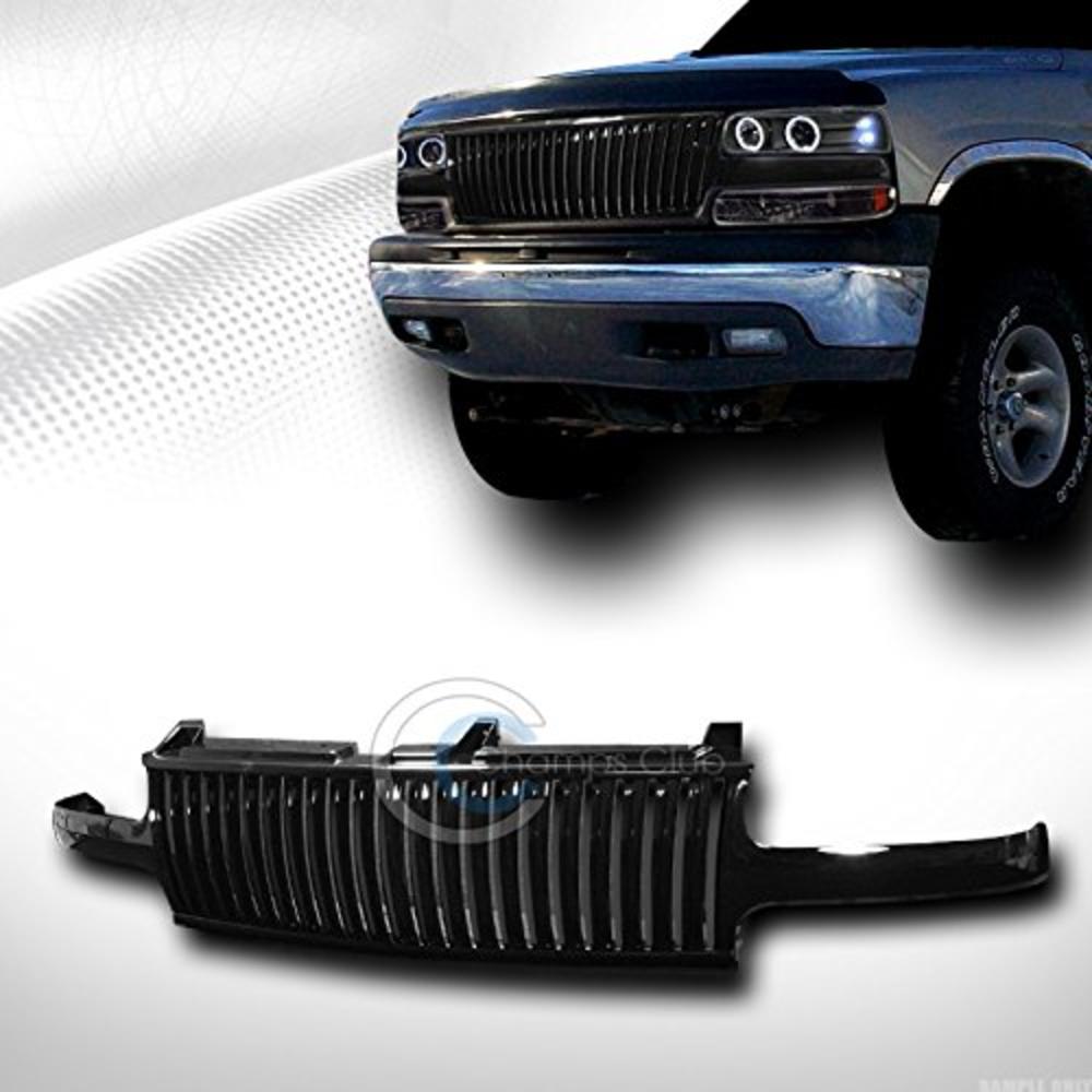 R&L Racing Black Finished Front Grill Vertical Grille 1999-2002 for Chevy Silverado/Tahoe/Suburban 1500/2500