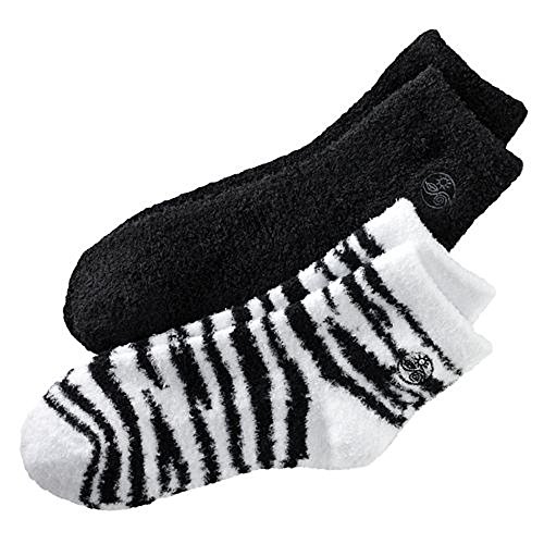 Earth Therapeutics Aloe Socks, 2 Pair Per Package (Black and Zebra)