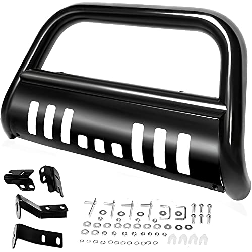 AUTOSAVER88 Bull Bar Compatible for 2004-2021 Ford F150 / 2003-2014 Navigator Black HD Heavy Duty 3" Tube Brush Push Front Bumpe