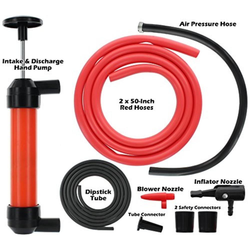 Wekster Multi-Purpose Siphon Transfer Pump Kit, with Dipstick Tube | Fluid Fuel Extractor Suction Tool for Oil, Gasoline, Water,