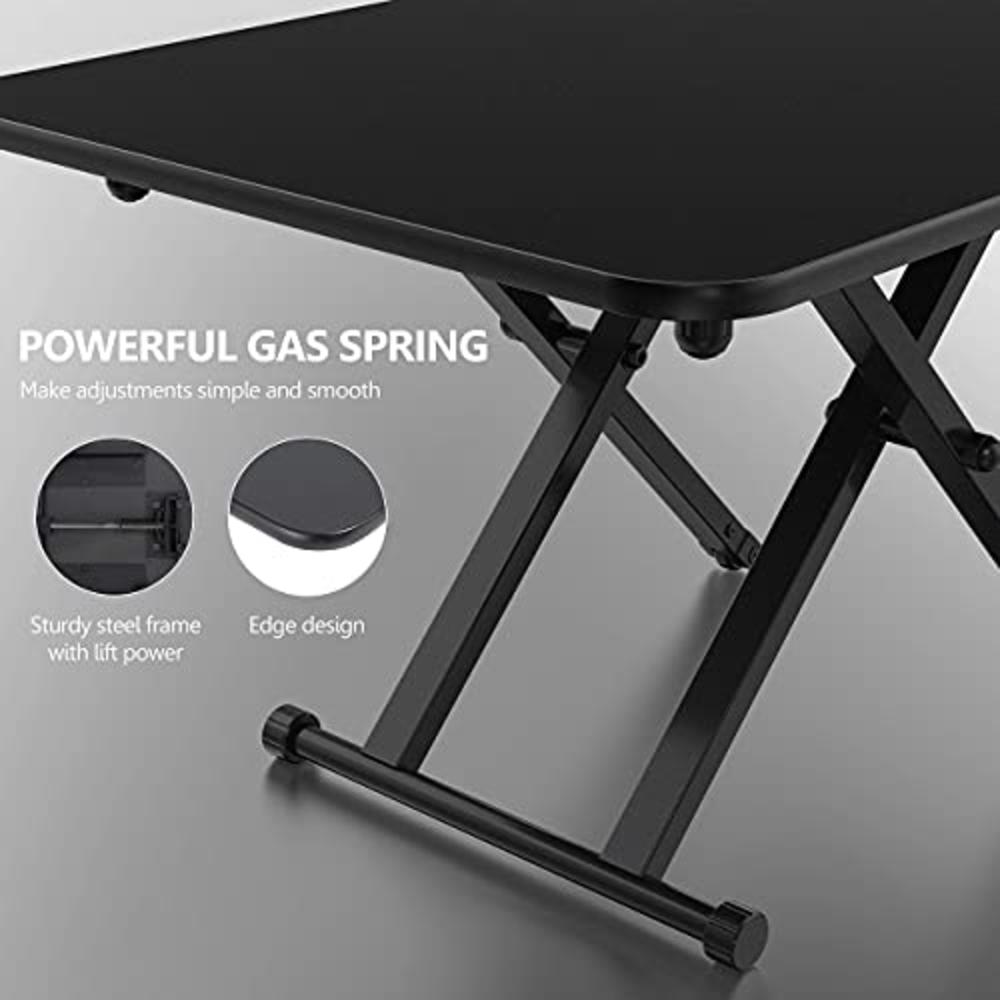 FITUEYES Height Adjustable Standing Desk 30 Gas Spring Riser Desk Converter for Dual Monitor Sit to Stand in Seconds FSD108001MB