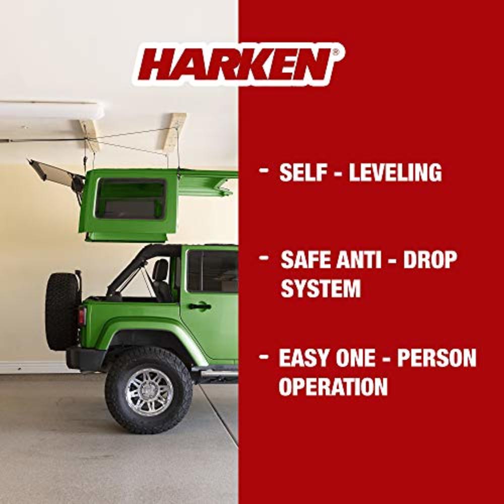 Harken HARKEN - Hardtop Overhead Garage Storage Hoist for Jeep Wrangler and  Ford Bronco, Self-Leveling, Safe Anti-Drop System, Easy One