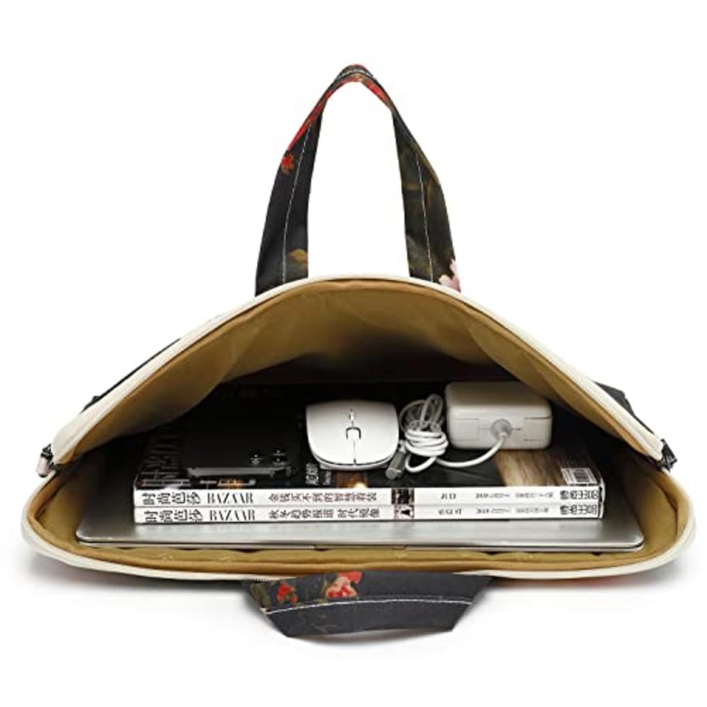 Dachee Black Peony Patten Waterproof Laptop Shoulder Messenger Bag Case Sleeve for 14 Inch 15 Inch Laptop Case Laptop Briefcase 