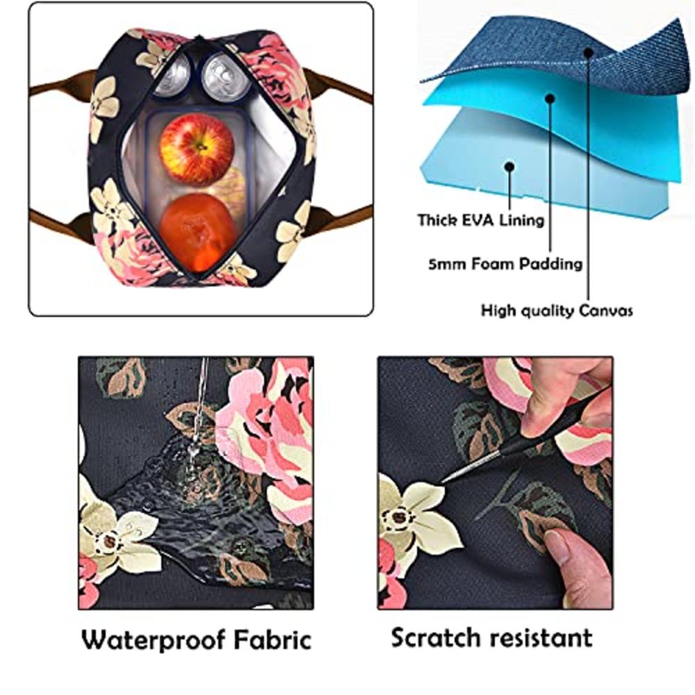 LOKASS Lunch Bag Cooler Bag Women Tote Bag Insulated Lunch Box Water-resistant Thermal Lunch Bag Soft Liner Lunch Bags for women