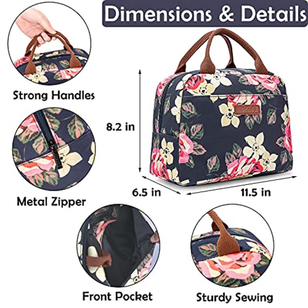 LOKASS Lunch Bag Cooler Bag Women Tote Bag Insulated Lunch Box Water-resistant Thermal Lunch Bag Soft Liner Lunch Bags for women