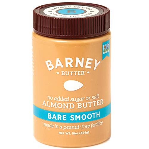 Barney Butter BARNEY Almond Butter, Bare Smooth, No Stir, No Sugar, No Salt, Non-GMO, Skin-Free, Paleo, KETO, 16 Ounce