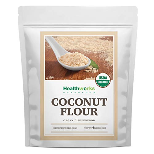 Healthworks Coconut Flour Unrefined Raw Organic (64 Ounces / 4 Pounds) | Certified Organic | Keto, Vegan & Non- GMO | Protein Ba