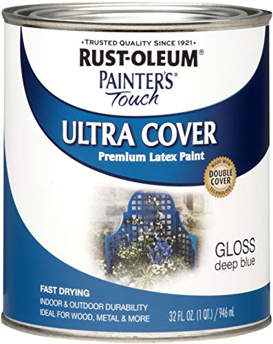 Rust-Oleum 224428 Painters Touch Latex Paint, Quart, Gloss Deep Blue