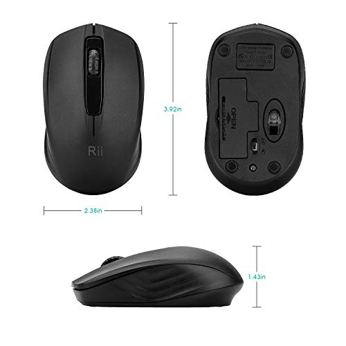 Rii Wireless Mouse 1000 DPI for PC, Laptop, Windows,Office Included Wireless USB dongle (Black)