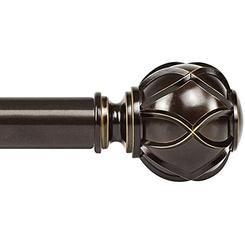KAMANINA 1 Inch Curtain Rod Telescoping Single Drapery Rod 72 to 144 Inches (6-12 Feet), Netted Texture Finials, Antique Bronze