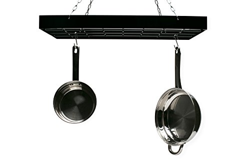 fox run 7801com rectangle pot rack with chains and hooks, 2 inch, black