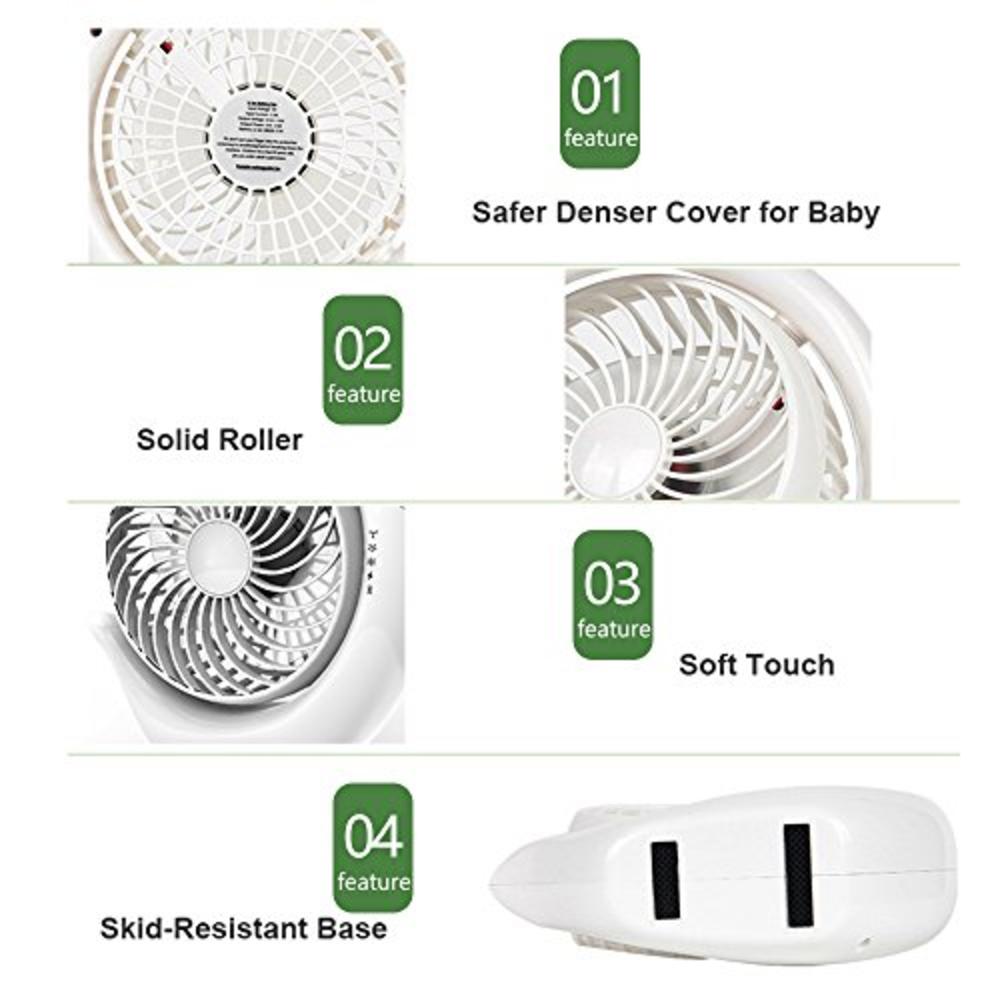 AceMining Rechargeable Battery Operated Fan with 3 speeds, Strong Wind, Long Battery life, Quiet Operation, Small usb Desk Fan, 