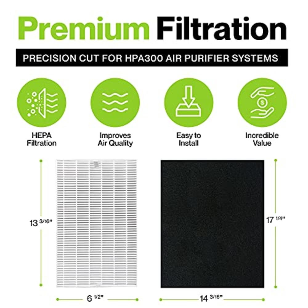 Durabasics HEPA 13 Filters for HPA300 Honeywell Air Purifier Filters & Honeywell HPA300 - 3 HEPA Filters & 4 Pre-Cut Activated C