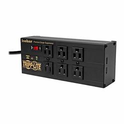Tripp Lite Isobar 6 Outlet Surge Protector Power Strip with 2 USB Charging Ports,10ft Long Cord,Right-Angle Plug, Metal, 3840 Jo