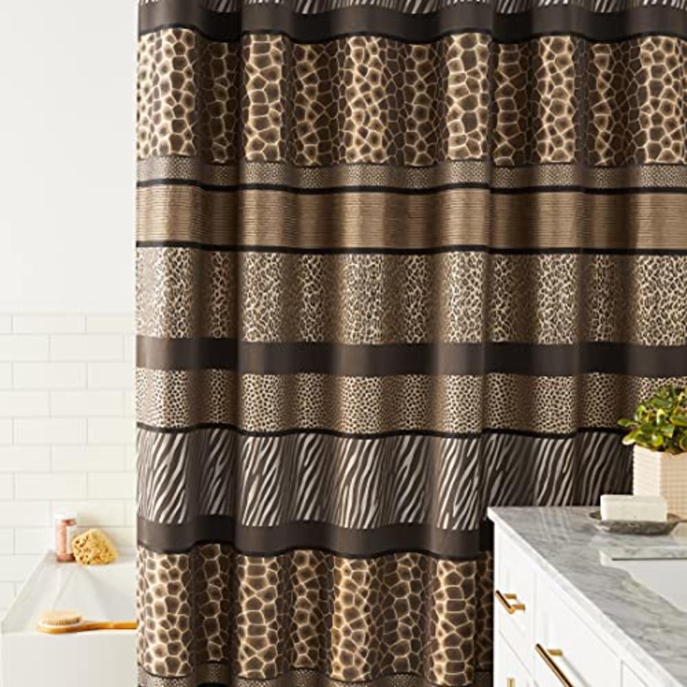 Popular Bath Safari Stripes, Shower Curtain, Chocolate