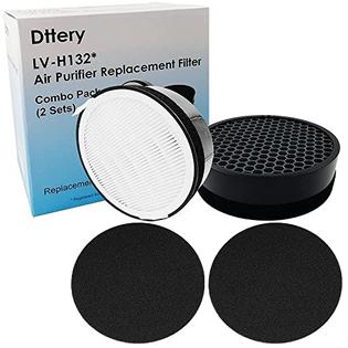 Dttery 2 Set LV-H132 Air Purifier Replacement Filter, True HEPA Filter, LV- H132-RF, Compatible