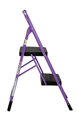 CoscoProducts Cosco 11308PRP1E Two, Purple Three Big Folding Step Stool with Rubber Hand Grip